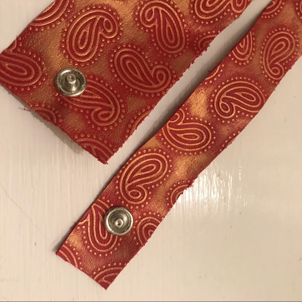 1970s leather/suede duel sided paisley cuffs